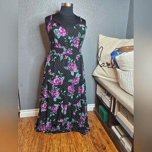 NWT City Chic black polka dot dress with purple flowers size 18W